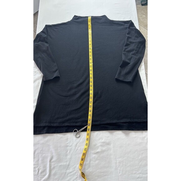 Eileen Fisher Womens Medium Black Soft Long Sleeve Mock Neck Top - Picture 2 of 7